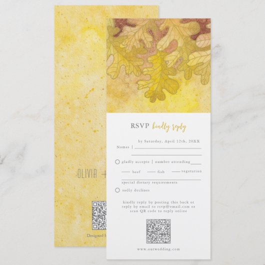 Herbstoiche Blätter, die RSVP-QR-Code einsetzen Einladung (Vorne/Hinten)