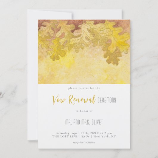 Herbstoiche Blätter Vow Erneuerung Einladung (Vorderseite)