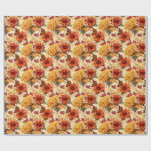Herbstorange Blumen Geschenkpapier (Flach)