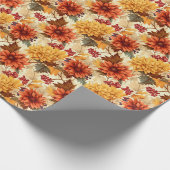 Herbstorange Blumen Geschenkpapier (Ecke)