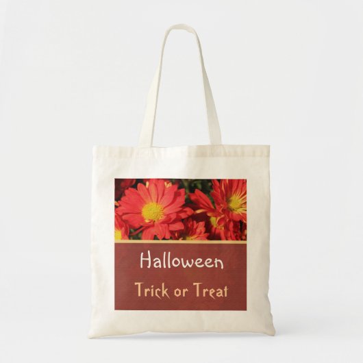 Herbstorange-dunkle Blume Halloween-Trick oder -Le Tragetasche (Vorne)
