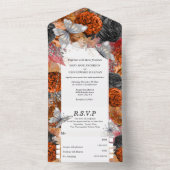 Herbstorange Schmetterling Schimmer Glitzer Rose All In One Einladung (Innen)