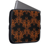 Herbstorange Schwarze Blätter Damask Style Muster Laptopschutzhülle (Vorne Rechts)