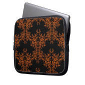 Herbstorange Schwarze Blätter Damask Style Muster Laptopschutzhülle (Vorderseite Links)