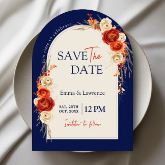 Herbstorange Terracotta Marine Blumenbogen Save The Date