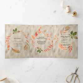 Herbstorange und Gelbe Blätter Dreifach Gefaltete Einladung