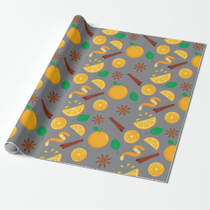 Herbstorange und Sternanise Nahtloser Erntedank Geschenkpapier