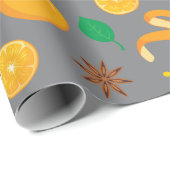 Herbstorange und Sternanise Nahtloser Erntedank Geschenkpapier (Rolleneckpunkt)