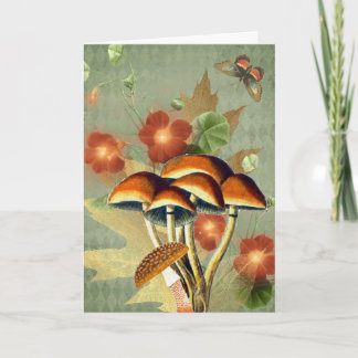 Herbstorange Vintage Pilze & Schmetterling