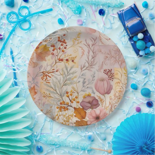 Herbstpadel floral Elegantes Gold Pink Hues Pappteller (Party)