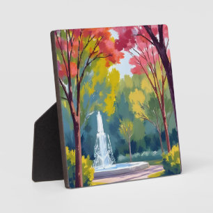 Herbstpark Herbstlaub Aquarell-Kunst Fotoplatte