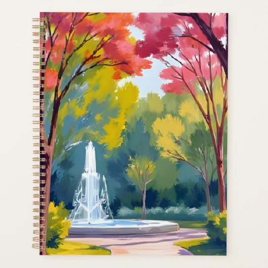 Herbstpark Wasserfarben Herbstlaub Planer (Vorderseite)