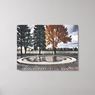 Herbstparklandschaft Canva Stift und Tinte Malerei Leinwanddruck