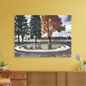 Herbstparklandschaft Canva Stift und Tinte Malerei Leinwanddruck (Insitu (Wohnzimmer))
