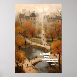 Herbstparkweg-Poster Brücke, Teich, Literarisch Poster