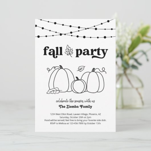 HerbstParty Einladung (Stehend Vorderseite)