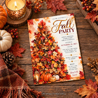 Herbstparty-Einladung | Herbstbaum Einladung