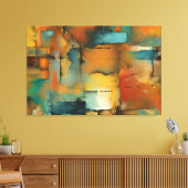Herbstpatchwork abstrakt Stretched Canvas Print Leinwanddruck (Insitu (Wohnzimmer))