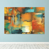 Herbstpatchwork abstrakt Stretched Canvas Print Leinwanddruck (Insitu (Holzboden))