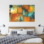 Herbstpatchwork abstrakt Stretched Canvas Print Leinwanddruck (Insitu (Schlafzimmer))