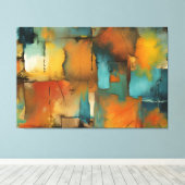 Herbstpatchwork abstrakt Stretched Canvas Print Leinwanddruck (Insitu (Holzboden))