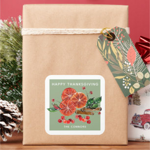 Herbstpfeifen Orange Scheiben Zimt Personalisiert Quadratischer Aufkleber