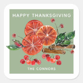 Herbstpfeifen Orange Scheiben Zimt Personalisiert Quadratischer Aufkleber (Vorderseite)