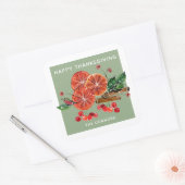 Herbstpfeifen Orange Scheiben Zimt Personalisiert Quadratischer Aufkleber (Umschlag)