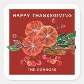 Herbstpfeifen Orange Scheiben Zimt Personalisiert Quadratischer Aufkleber (Vorderseite)