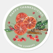 Herbstpfeifen Orange Scheiben Zimt Personalisiert Runder Aufkleber (Vorderseite)