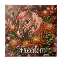 Herbstpferd Floral Chrysanthemen Personalisiert