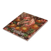 Herbstpferd Floral Chrysanthemen Personalisiert Fliese (Seite)