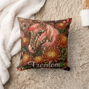 Herbstpferd Floral Chrysanthemen Personalisiert Kissen