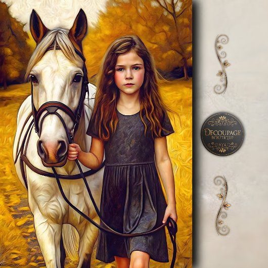 Herbstpferd Walk Decoupage Seidenpapier