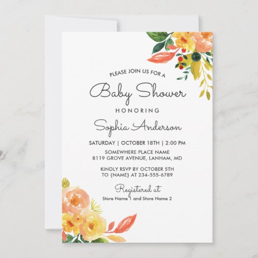 Herbstpfirsichblütendusche Einladung (Vorderseite)