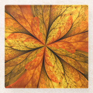 Herbstpflanze, moderne abstrakte fraktale Kunstbla Glasuntersetzer