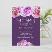 Herbstpflaume Rosa-Lila-Pfennigfuchser Hochzeit Einladung (Stehend Vorderseite)