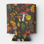 Herbstpilze, Blätter, Nüsse und Beeren im Dunkeln Dosenkühler (Rückseite)