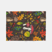 Herbstpilze, Blätter, Nüsse und Beeren im Dunkeln Fleecedecke (Vorderseite (Horizontal))