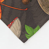 Herbstpilze, Blätter, Nüsse und Beeren im Dunkeln Fleecedecke (Ecke)