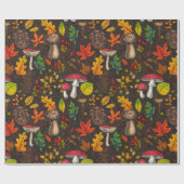 Herbstpilze, Blätter, Nüsse und Beeren im Dunkeln Geschenkpapier (Flach)