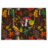 Herbstpilze, Blätter, Nüsse und Beeren im Dunkeln Große Geschenktüte (Vorderseite)