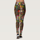 Herbstpilze, Blätter, Nüsse und Beeren im Dunkeln Leggings (Rückseite)