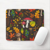 Herbstpilze, Blätter, Nüsse und Beeren im Dunkeln Mousepad (Mit Mouse)
