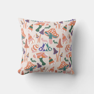 Herbstpilze, farbenfrohe, nahtlose Gestaltung. Kissen