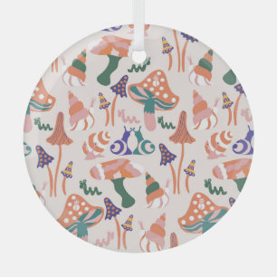 Herbstpilze, farbenfrohe, nahtlose Gestaltung. Ornament Aus Glas