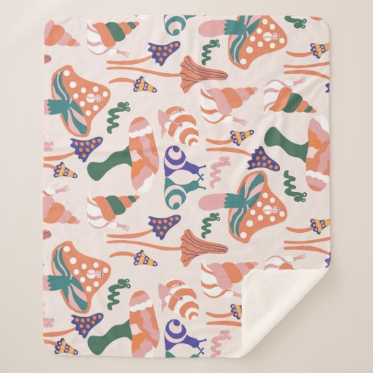 Herbstpilze, farbenfrohe, nahtlose Gestaltung. Sherpadecke (Vorderseite)