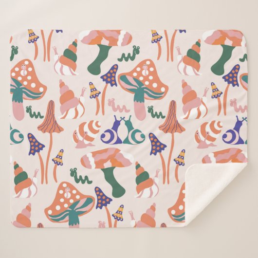 Herbstpilze, farbenfrohe, nahtlose Gestaltung. Sherpadecke (Vorderseite (Horizontal))