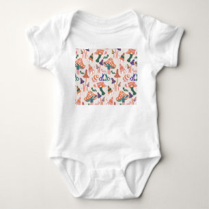 Herbstpilze, farbenfrohes nahtloses Design. Baby Strampler