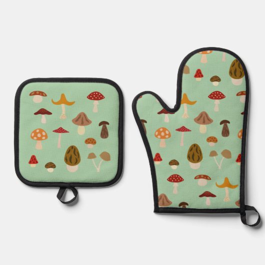 Herbstpilze Oven Mitt & Pot Holder Set (Vorderseite)